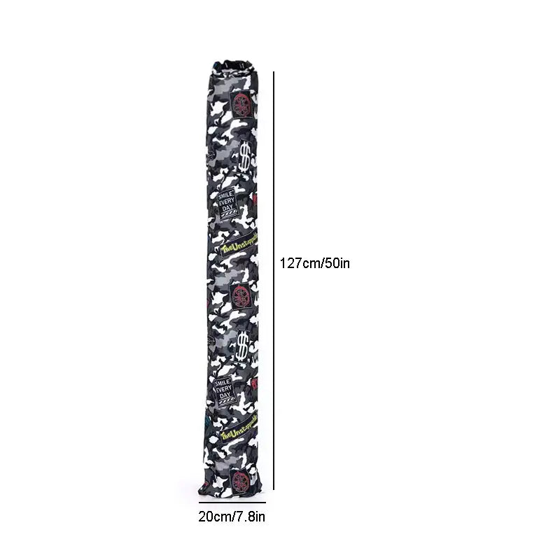 Battle mat bag 50 inch by 7.8 inch waterproof carry case showing rolled tabletop gaming mat stored securely inside
