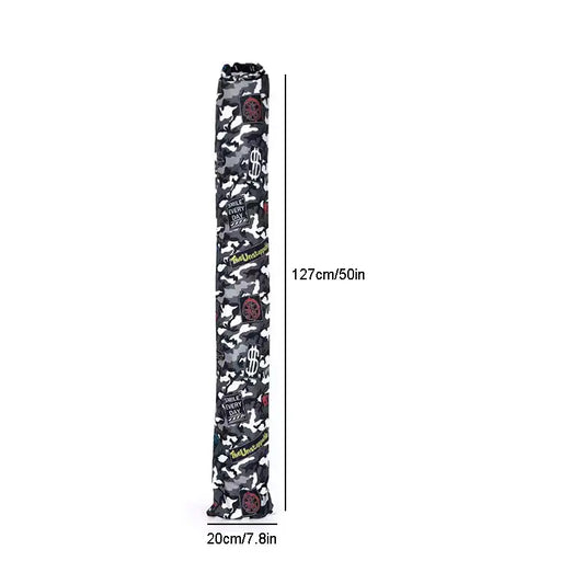 Battle mat bag 50 inch by 7.8 inch waterproof carry case showing rolled tabletop gaming mat stored securely inside