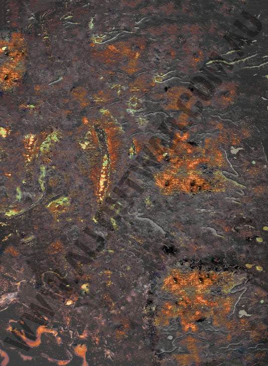 Death World alien tabletop battle mat showing cracked terrain with glowing green energy beneath surface for kill team sci-fi wargaming