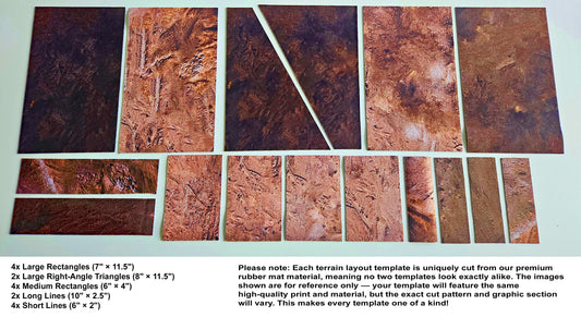 AllOutWar 40K 11th Edition terrain layout template full set — 16 precision-cut rubber pieces