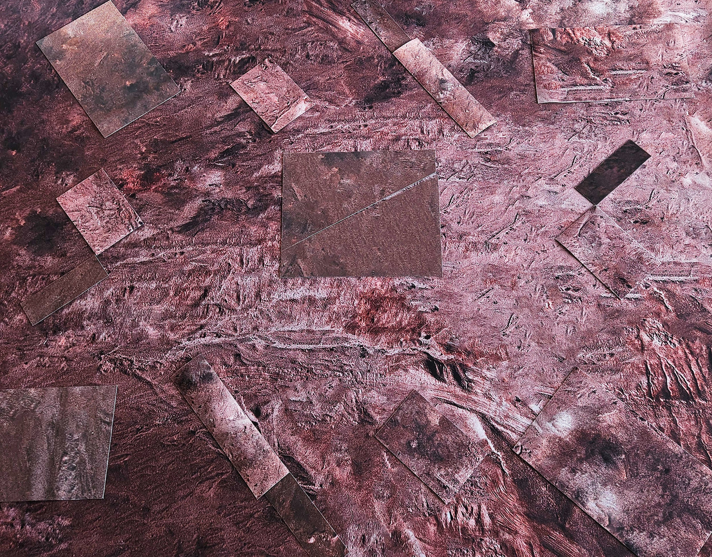 Close-up of AllOutWar terrain layout template showing premium rubber material and print quality
