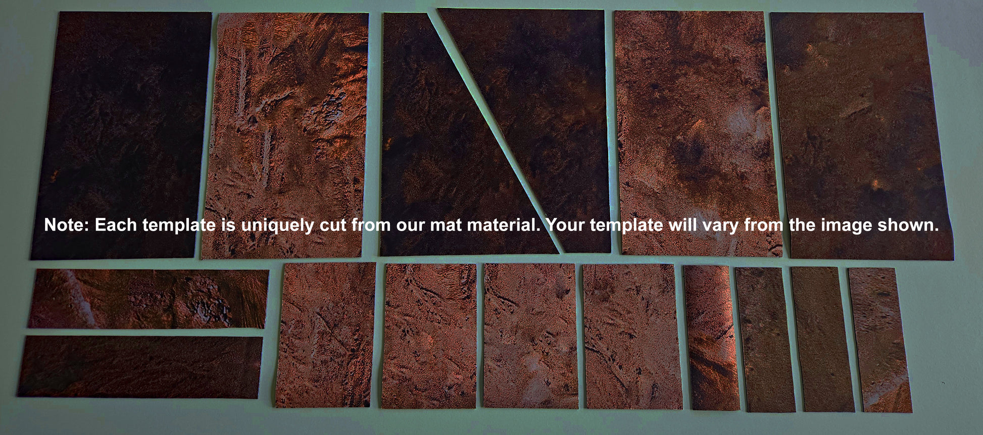 Notice: AllOutWar terrain layout template images are for reference only — each piece is uniquely cut and will vary