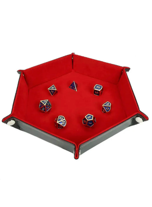 Hexagonal folding dice rolling tray